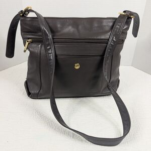 Stone & Co. Dark Brown Shoulder‎ Bag with Gold Accents Vegan Leather